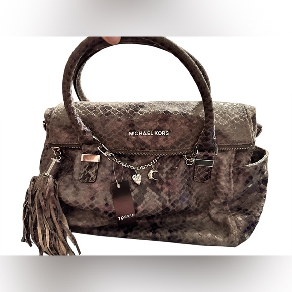 Michael Kors Hamilton Dark Grey Python Snakeskin Satchel - Picture 1 of 10
